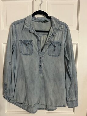 Eddie Bauer Light Wash Denim Tunic Shirt